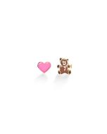 Toys ♡ Orecchini Oro Giallo Cuore e Orsetto