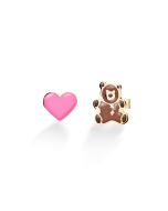 Fortuna Earrings in yellow gold with heart and teddy bear