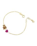Toys Bracelet in yellow gold with heart and teddy bear