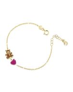 Bracciale Toys con cuore e orsetto in oro giallo