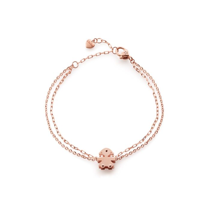 Bracciale I Classici con sagoma bimba in oro rosa e diamante