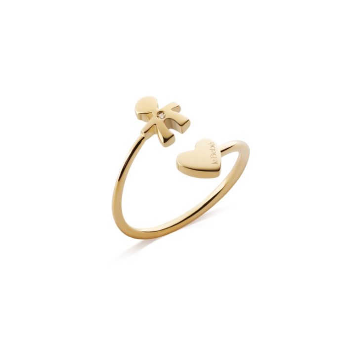 Anello Contrari Les Petits con sagoma bimbo e cuore in oro