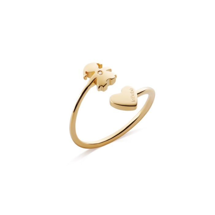 Anello Contrari Les Petits con sagoma bimba e cuore in oro