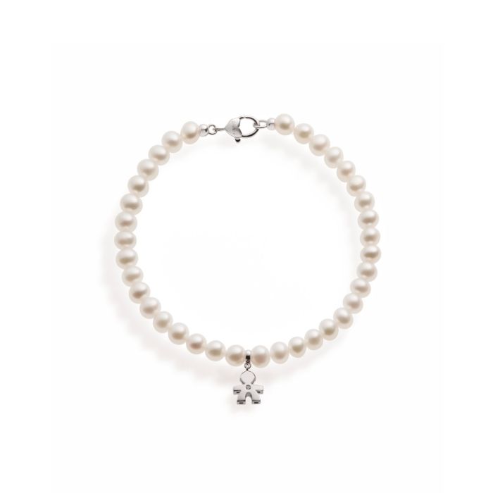 Le Bebé Bracciale Le Perle con sagoma bimbo in oro bianco e diamante