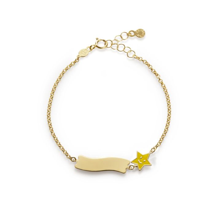 Fortuna Bracelet in yellow gold with star and name plate leBeb