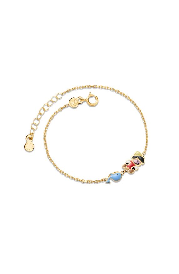 Fiabe Bracelet in yellow with Pinocchio-inspired figure 