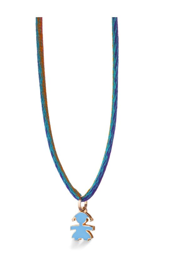 I Mini ♡ Rose Gold Girl silhouette Pendant with indigo enamel