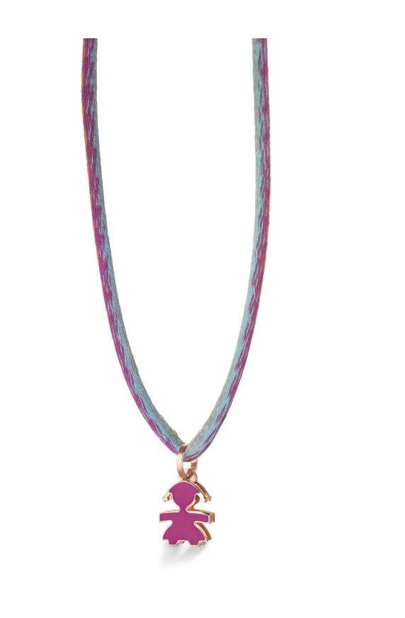 I Classici pendant with  Girl silhouette in rose gold and purple enamel