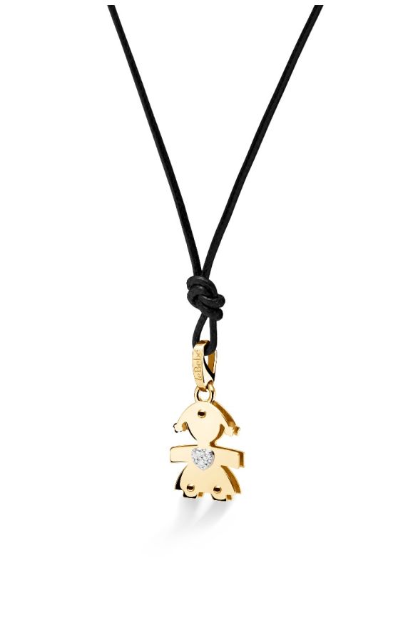 I Classici pendant with Girl silhouette in yellow gold and diamonds