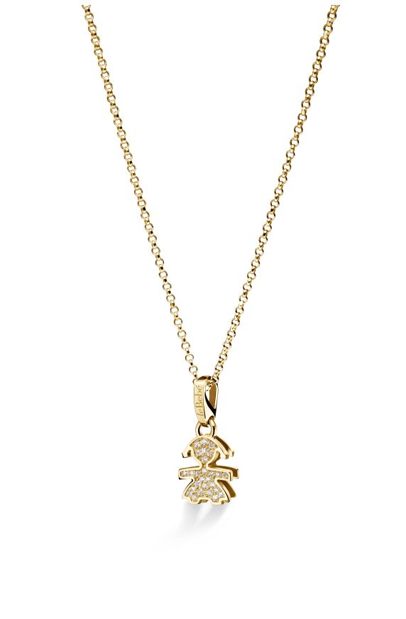 I Preziosi pendant with Girl silhouette in yellow gold and diamonds