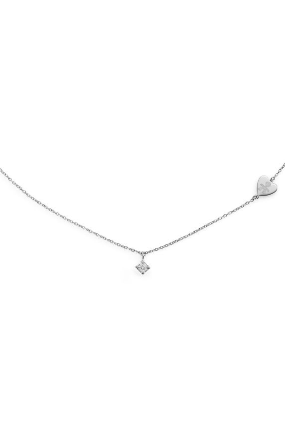 Collana Per Sempre in oro bianco e diamante da 0,07 ct con sagoma bimbo incisa