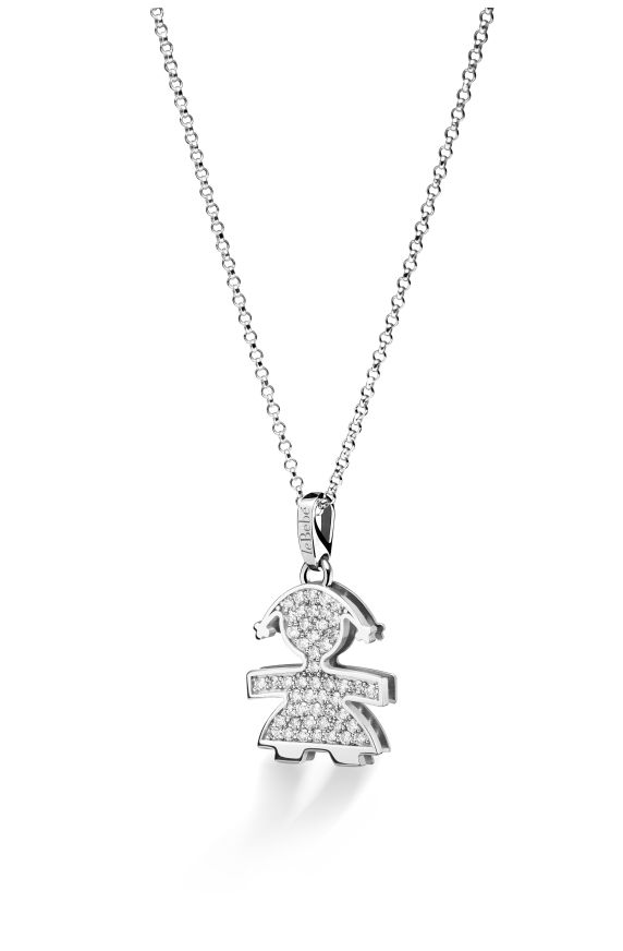 I Preziosi pendant with  Girl silhouette in white gold and diamonds