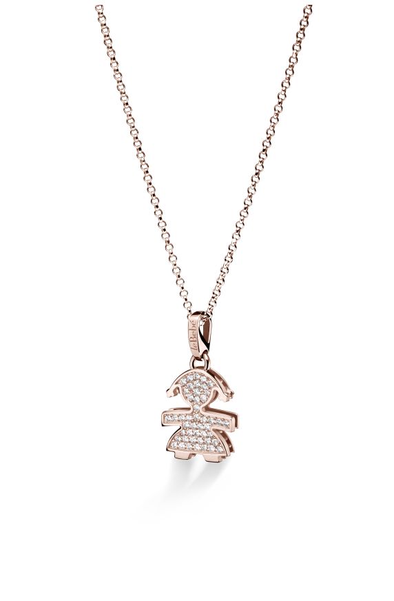 I Preziosi pendant with  Girl silhouette in rose gold and diamonds