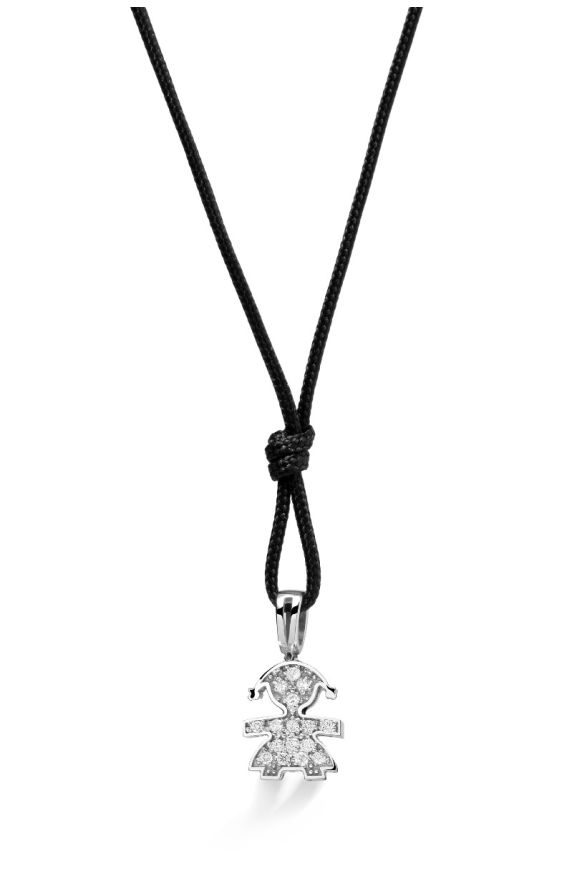 I Preziosi pendant with Girl silhouette in white gold and diamonds