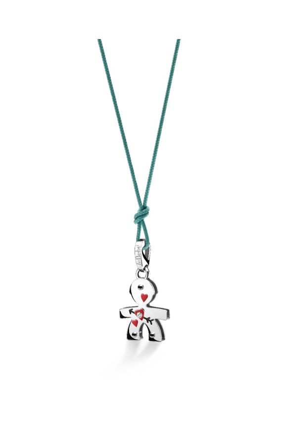 Lovely ♡ White Gold Boy Silhouette Pendant with Heart and Diamond