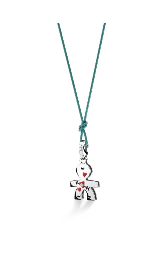 Lovely ♡ Ciondolo Bimbo Oro Bianco Cuore e Diamantino