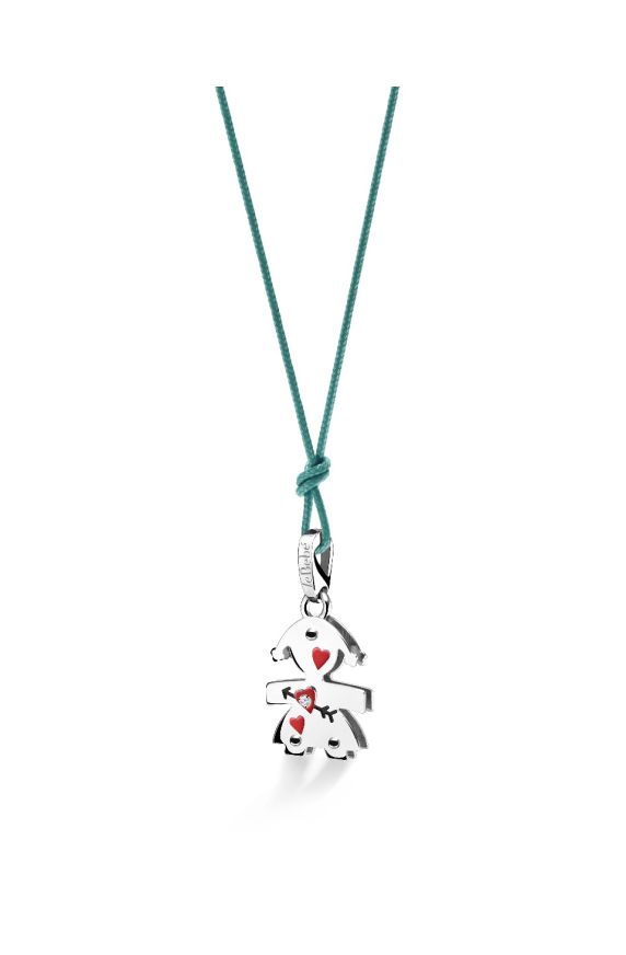 Lovely ♡ Ciondolo Bimba Oro Bianco Cuore e Diamantino