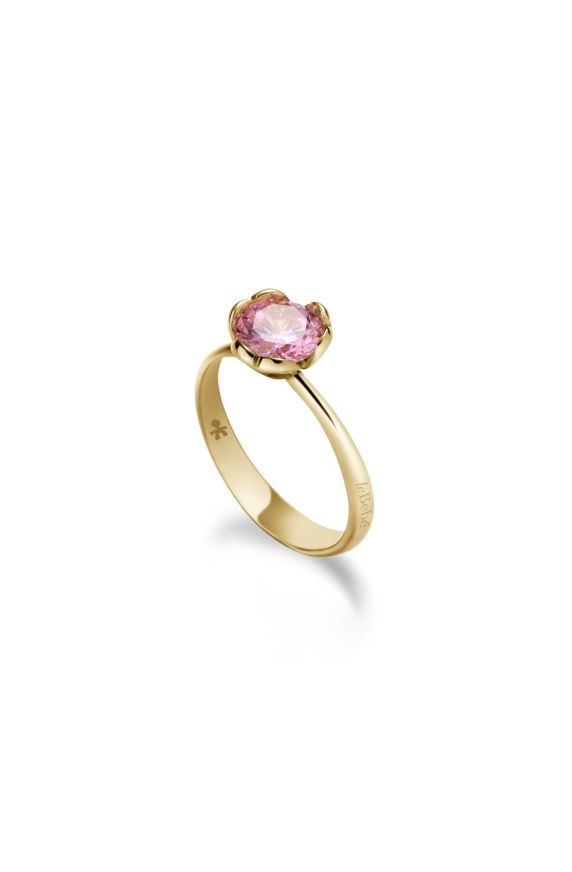 Lovely ♡ Anello Oro Giallo e Quarzo Rosa di sintesi 