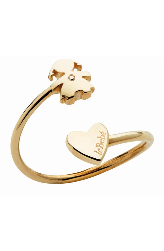 LES PETITS ♡ GIRL RING YELLOW GOLD HEART AND DIAMOND
