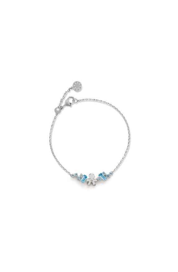Les Bonbons bracelet with Boy silhouette, in white gold with topazes, aquamarines and diamond 
