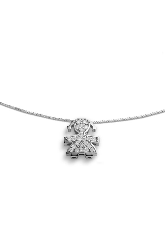 I Tesorini pendant with Girl silhouette in white gold and diamonds