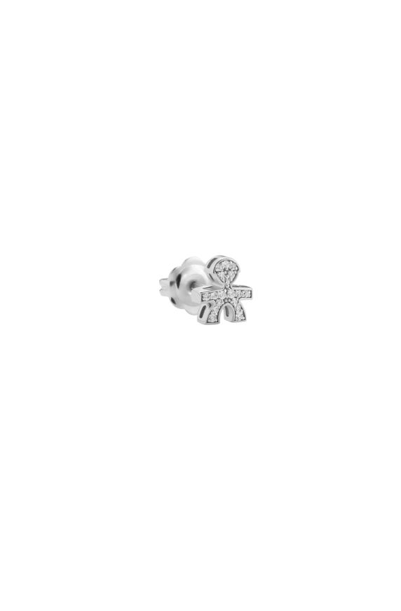 Mono Orecchino I Tesorini con sagoma bimbo in oro bianco e diamanti