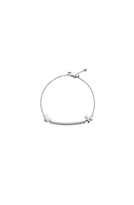 Bracciale tennis I Tesorini con sagoma bimbo e cuore 