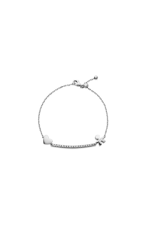 Bracciale tennis I Tesorini con sagoma bimbo e cuore 