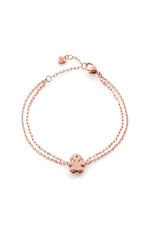 Bracciale I Classici con sagoma bimba in oro rosa e diamante 