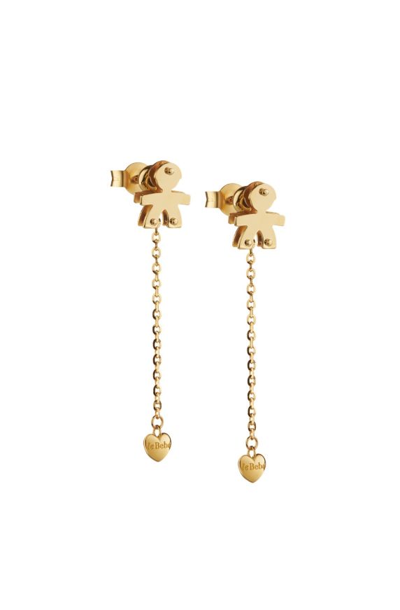 I Classici earrings with Boy silhouette and heart in yellow gold