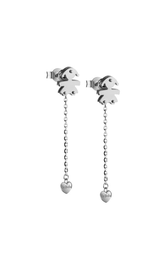 I Classici earrings with Girl silhouette and heart in  white gold