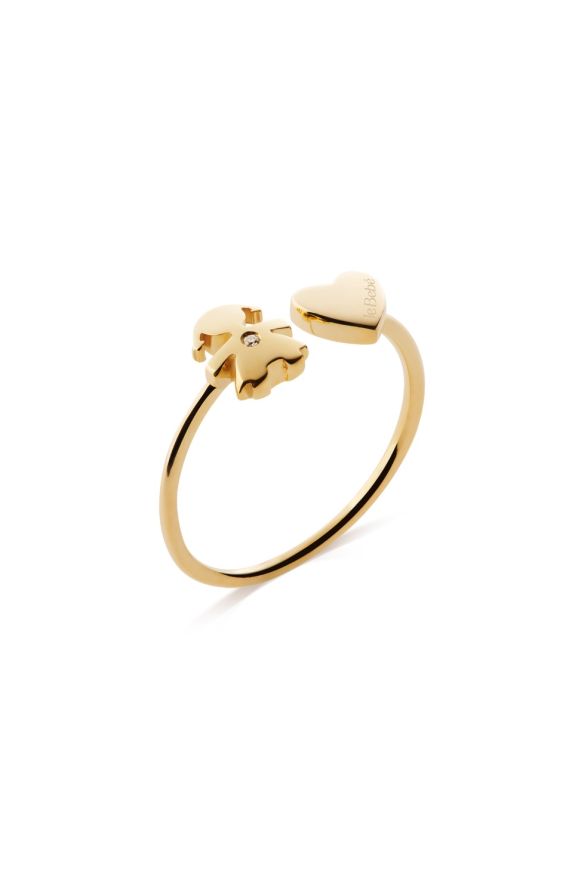 Les Petits ring with Girl silhouette and heart, in yellow gold with diamond