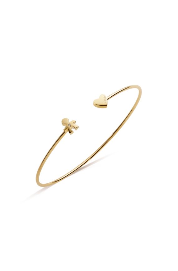 Les Petits bracelet with Boy silhouette and heart, in yellow gold  with diamond