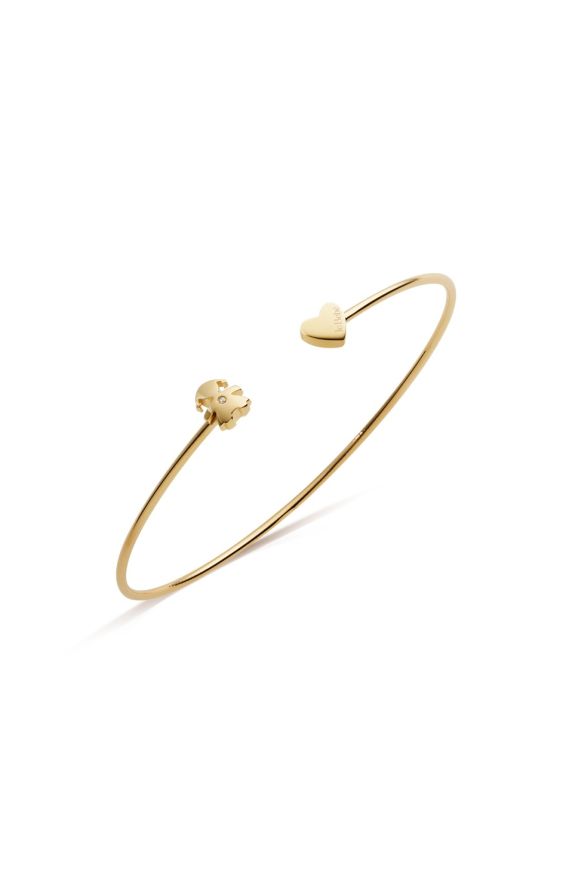 Bracciale Les Petits con sagoma bimba e cuore, in oro giallo e diamante