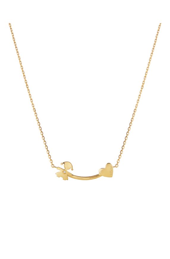Collana Les Petits con sagoma bimba e cuore, in oro giallo e diamante