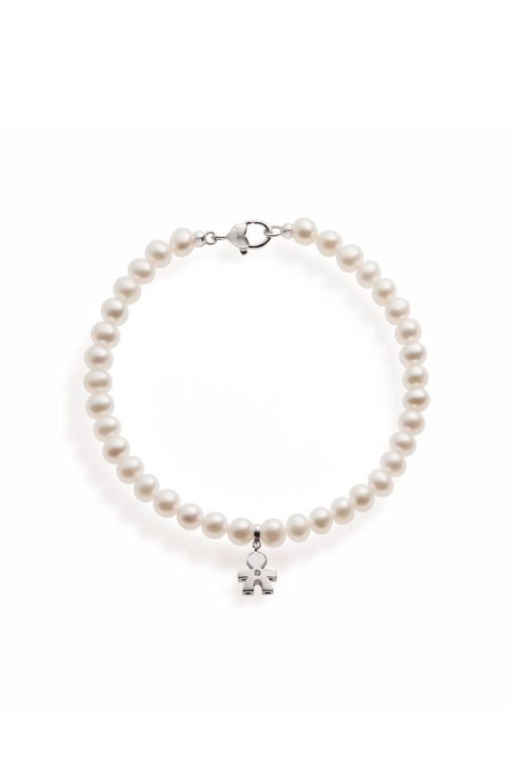 LE PERLE ♡ WHITE GOLD BOY BRACELET WITH PEARLS AND DIAMOND