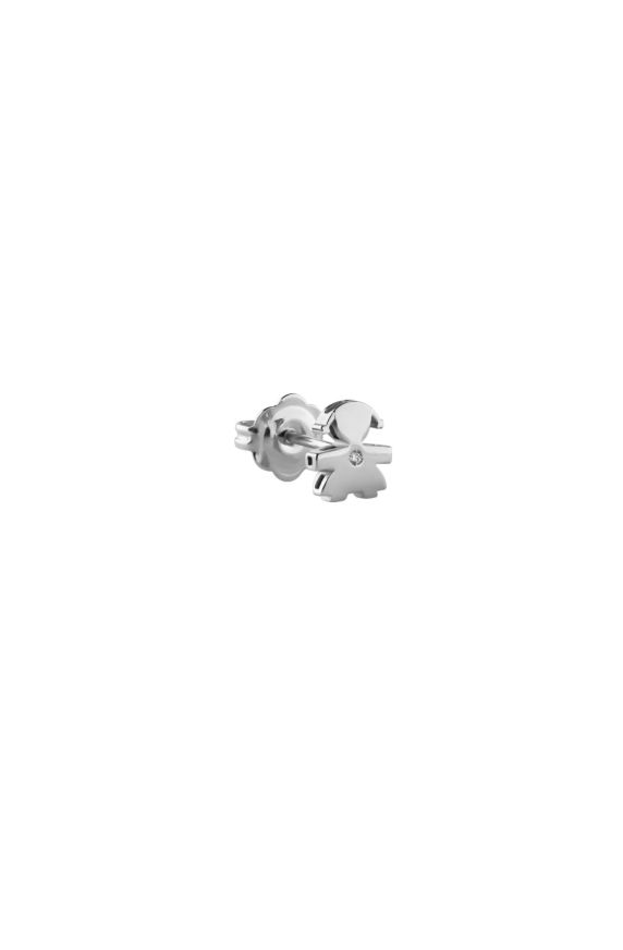 Mono Orecchino I Classici con sagoma bimba in oro bianco e diamante