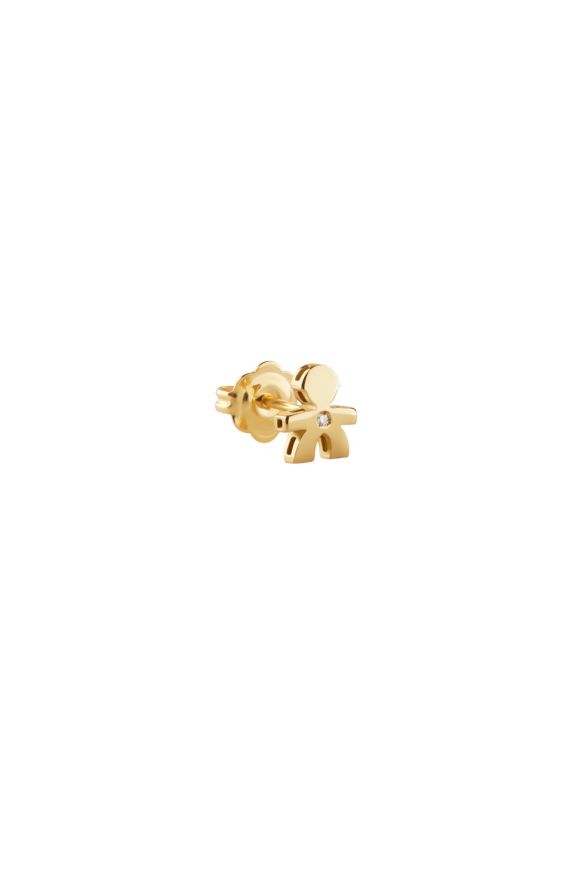 Le Perle Mono earring with Boy silhouette, in yellow gold and diamond