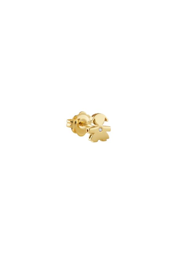 Mono Orecchino I Classici con sagoma bimba in oro giallo e diamante