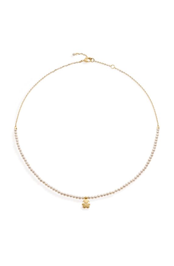 Le Perle necklace with Girl silhouette, in yellow gold with pearls and diamond
