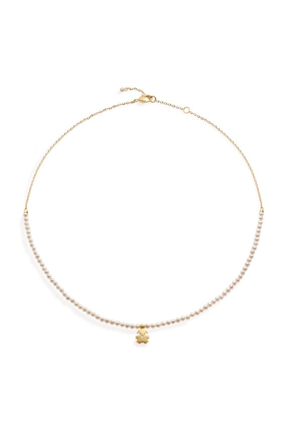 Le Perle necklace with Girl silhouette, in yellow gold with pearls and diamond