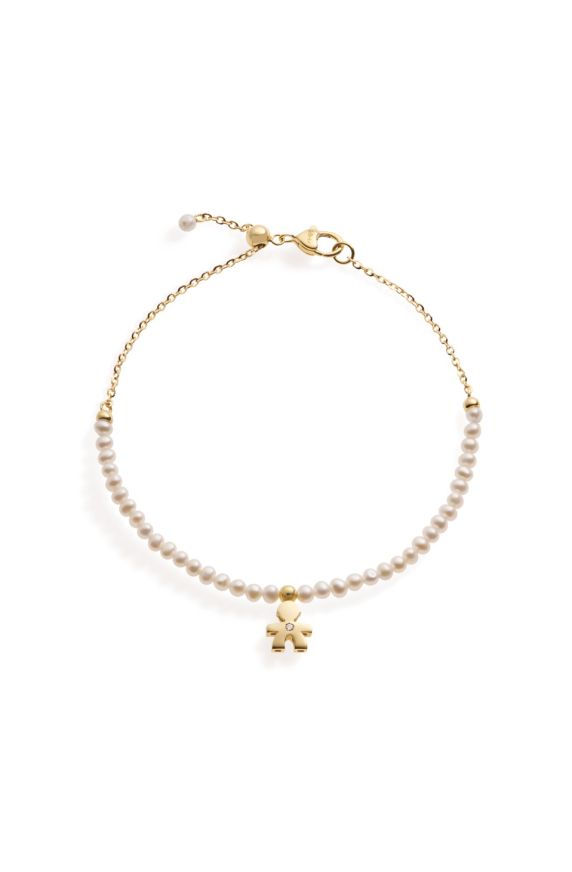 Le Perle bracelet with Boy silhouette, in yellow gold with pearls and diamond