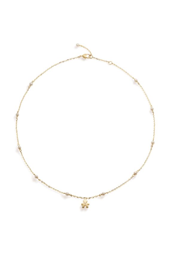 LE PERLE ♡ YELLOW GOLD BOY NECKLACE WITH PEARLS AND DIAMOND