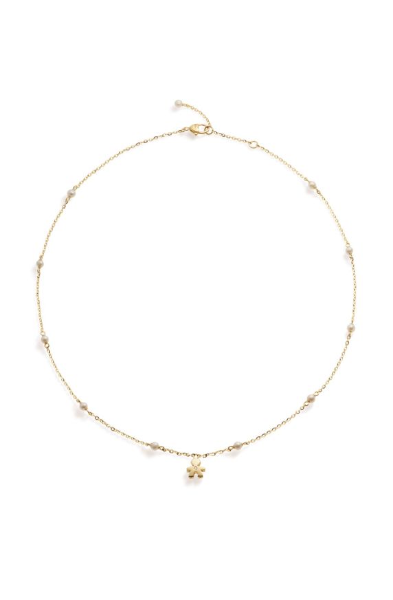 Collana Le Perle con sagoma bimbo in oro giallo e diamante  