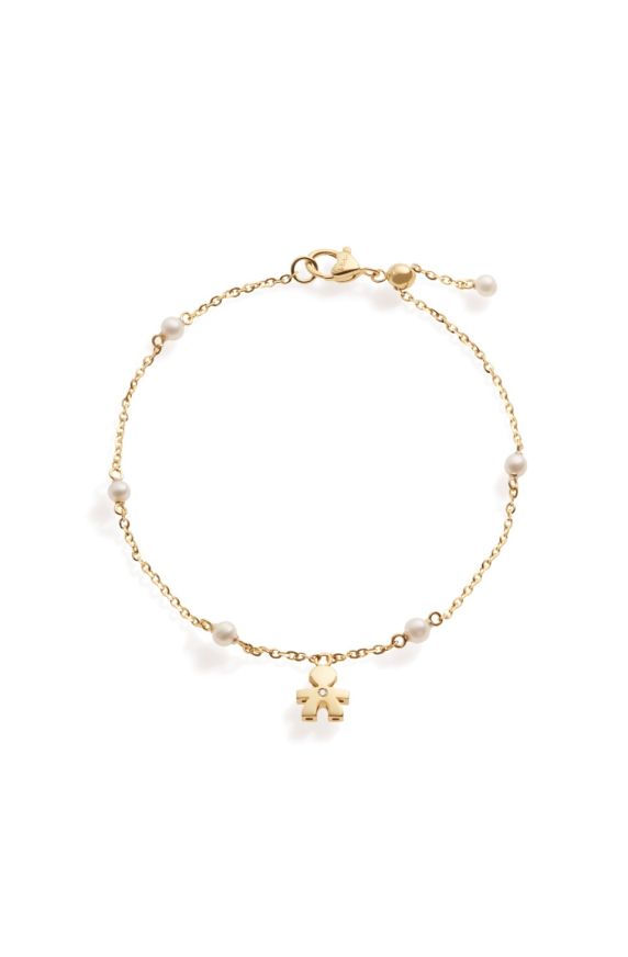 Bracciale Le Perle con sagoma bimbo in oro giallo e diamante  