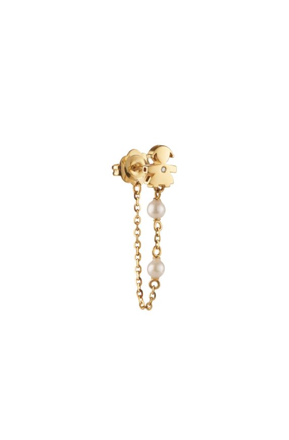 Le Perle earring with Girl silhouette, in yellow gold and diamond