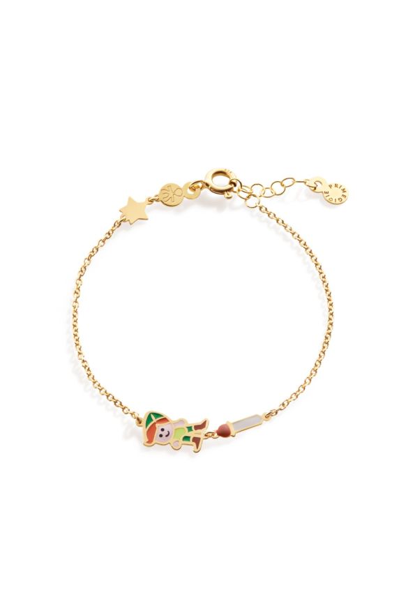 Bracciale Fiabe ispirato a Peter Pan in oro giallo