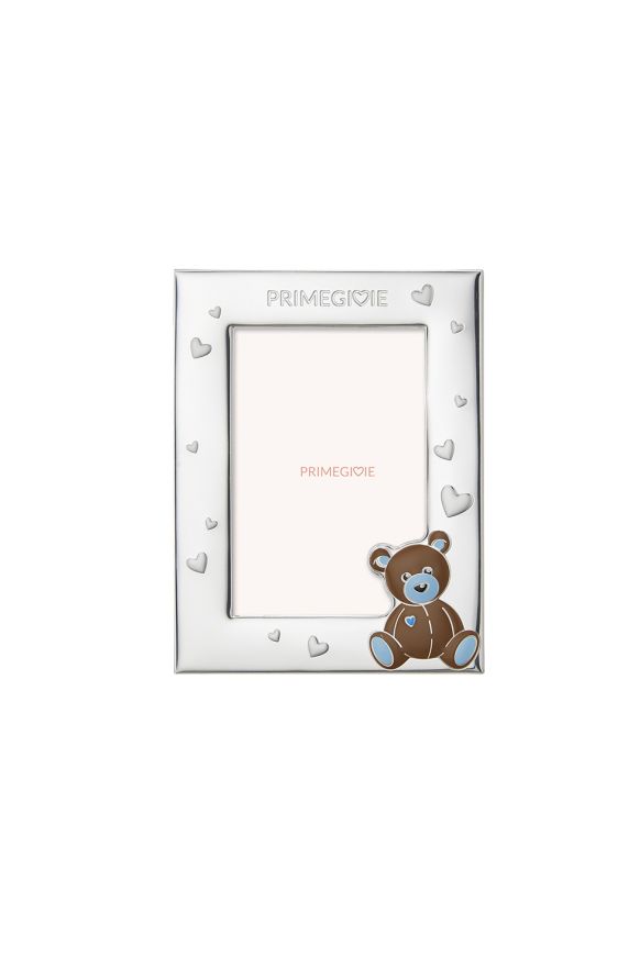 Toys Frame  with blue Teddy Bear and hearts