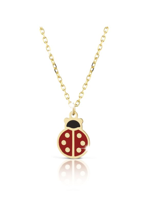 Fortuna necklace with ladybug in yellow gold