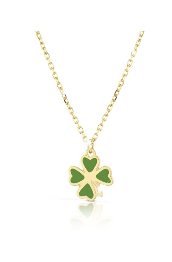 Fortuna necklace with four-leaf clover in yellow gold